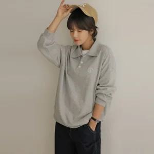 [엘리시아] 30% 할인 특가 [MADE] 엘리 자수 카라 맨투맨 T