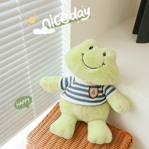 귀여운 개구리 스마일 애착 인형 동물 안고자는 포근한 중형 쿠션 선물 부드러운 털 침대 