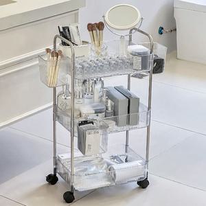 투명 트롤리 이동식 보관함 대형 수납 선반