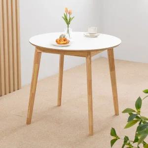 [공간미가구]밀키우드 800 원형 4인 화이트 주방 식탁 테이블 HPM