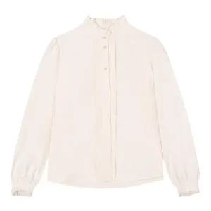 [SI](의정부점)퍼프 슬리브 프릴넥 블라우스 (SSJBBAX24250)(SSJBB24250)