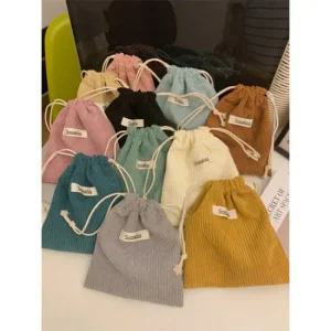 골덴 미니 복조리 이너백 파우치 무지 스트링 린넨 면 생리대