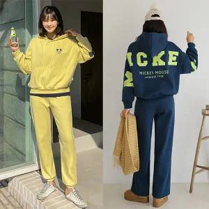 [핑크시슬리] SET/미키 백로고 후드 풀오버 트레이닝세트