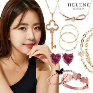 14K 네잎클로버 체인 금 반지