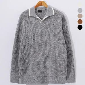 [후앙스]부드러운 벌집 짜임 카라넥 니트 스웨터 OSSW6454