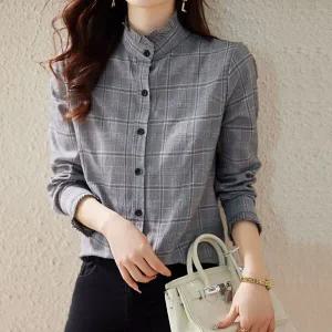 [베나프]리에 프릴넥 체크셔츠_BJ1LS002