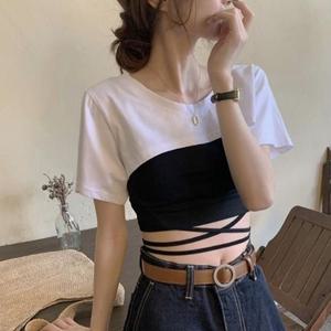 여자 체육대회 댄스부 레이어드 숏 크롭 반팔 티셔츠
