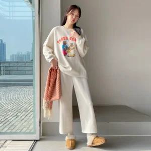 [핑크시슬리] SET/케리베어 기모 와이드 트레이닝세트