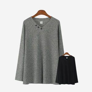 에스티아 3239 브이 단추 니트 티셔츠 빅사이즈