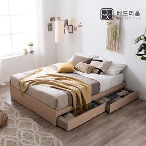 [베드리움]미니멀 수납침대Q+듀얼쿠션 매트리스 SET