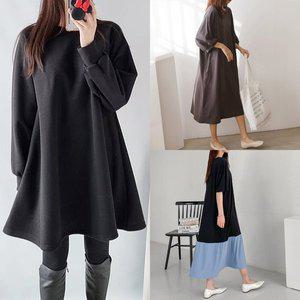 [아이우먼]중년 빅사이즈 여성 기모 원피스 특양면 코튼 ops 임부복