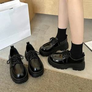 더구두 옥스포드 레이스업 청키 통굽 로퍼(5cm)-1764