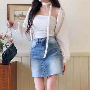 [다잇템] 여자 슬림 3종 이너탑 골지 목도리 숏가디건 세트