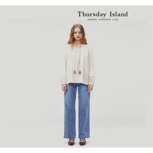 [써스데이아일랜드][Thursday Island] 일자핏 롱 데님(T232MJE131W)