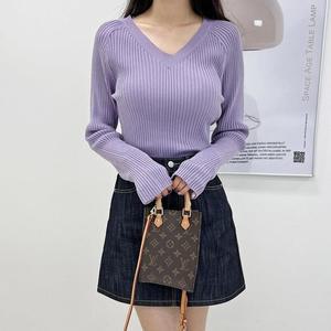 [IXHJ8879_4B]베이직 티 니트 코디 브이넥 라운드니트