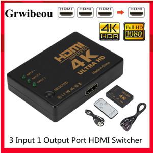 GRWIBEOU HDMI 케이블 분배기 HD 1080P 비디오 스위처 어댑터 Xbox PS4 DVD HDTV PC용 허브 3 입력 1 출력
