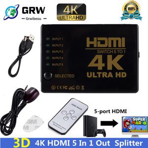 4K 2K 5x1 HDMI 케이블 분배기 HD 1080P 비디오 스위처 어댑터 Xbox PS4 DVD HDTV PC 노트북 TV5 입력 1 출