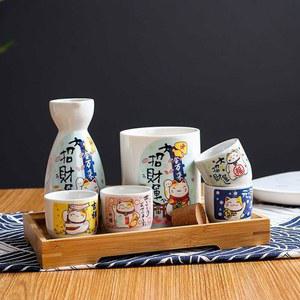 복고양이 2종 도쿠리 도자기 쟁반 마네키 간바레오또상 행운