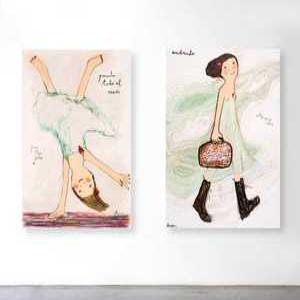 에바알머슨 그림 액자 50cm 물구나무 걷는소녀