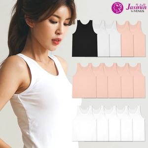 비너스 여성 런닝 세트 5매 면스판 여자 민소매 나시 기본 메리야스 JLG6507 5S