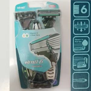 WETELL 면도기 6중날 면도기 일회용 휴대용 여행용 사우나 비상용 알로에베라