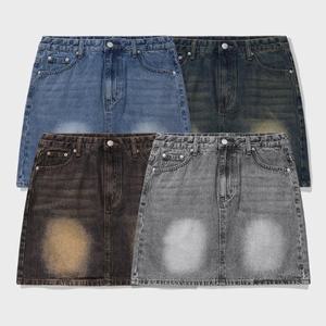 여성 청치마 여름 미니 스판 밴딩 키작녀 워싱 빅사이