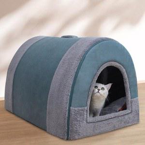 고양이 난방 텐트 애견 반려견 강아지집 겨울집 캠핑 발열 개집 숨숨 분홍색 점무늬