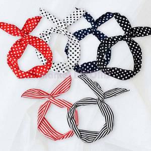 와이어 복고 스카프 머리띠 땡땡이 줄무늬 철사 터번 리본 헤어밴드 행사 운동회 단체 대량