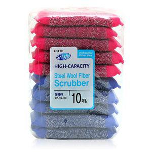 [제이커머스]롯데이라이프 울스텐수세미(대용량) 10P 수세미 스펀지수세미 설거지 주방용품 철수세미