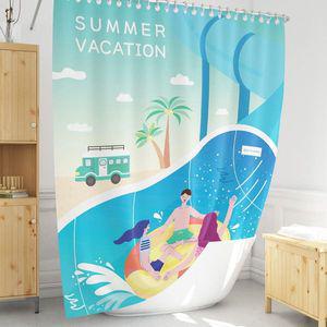 익사이팅튜브 국내 제작 욕실 방수 패브릭 샤워 커튼