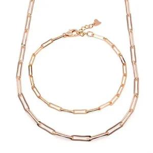 [비앤비골드]18K 심플 레이어드 1mm 클립체인 주얼리세트 (목걸이+팔찌) IRS29836