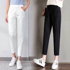 [힙제이]힙제이 여름팬츠 린넨 9부 슬랙스 일자 9부바지 여성 면혼방