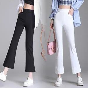 [힙제이]힙제이 (아이스팬츠) 9부 부츠컷 빅사이즈 화이트 여성 스판 쿨링바지 부츠컷 4XL