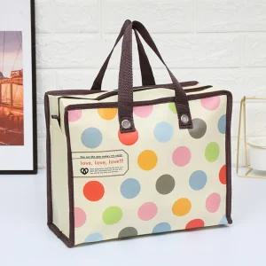 리유저블 지퍼 타포린백 30x23cm(화이트도트) 쇼핑백