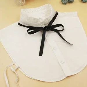 프릴 러플 리본 페이크 레이어드 카라 넥케이프 코디-WFGZ8PF