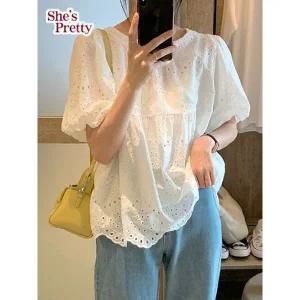 [하프클럽/]루카펀칭레이스블라우스