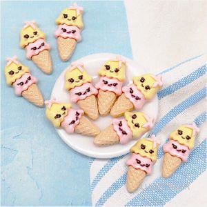 [룰루핑거] 미니어쳐 반짝이 아이스크림 노랑+분홍 1.2x2.4cm (10개입) 2K-02-223