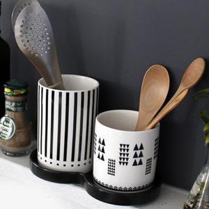 [BZI3IJ22_55]컬러 도자기 수저통 물빠짐 수저꽂이 2단