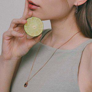 갤러리아 제이로렌 오닉스 별 코인 로즈골드 실버 목걸이 N01199