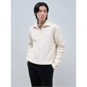 [빈폴멘] 케이블 반집업 니트  아이보리 (BC4951C200)