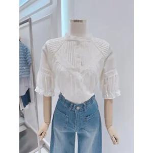 [갤러리아] [ab.f.z]레이스 프릴 넥 블라우스(ATZ5HB50G)