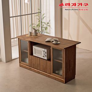 라자가구 리브 페틴 고무나무 1500 유리도어 아일랜드 홈바 수납 식탁 RDL075