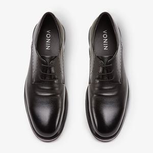보닌 천연소가죽 발편한 스판 스트링 볼륨 광폭 사피아노더비 구두HD033BK