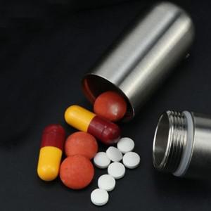 스테인레스 스틸 알약 상자 키 체인 Carabiner 방수 의학 케이스 야외 하이킹 캠핑을 휴대용 미니 보관