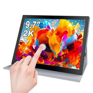 2K 터치 휴대용 모니터 9.7인치 2048X1536 HD 4:3 확장 모니터(라즈베리 파이 XBox PS4/5 스위치 Windows P