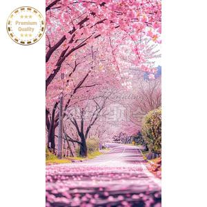 구슬보석십자수 벚꽃길 봄날 풍경화 작품 아트 비즈 대형 잼보석