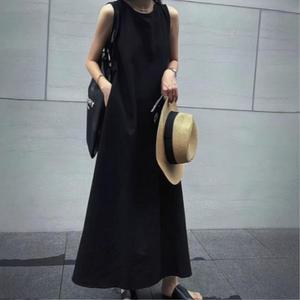 패셔니스타 블랙 깔끔한 민소매 드레스업 파티룩 (3ziIN)