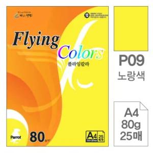 삼원 플라잉칼라 P09 노랑색 A4 80g 25매/플라잉/칼라/색복사지/복사/용지/컬러/디자인용/종이/고급/인쇄