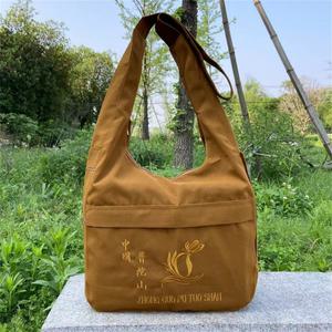 절가방 1pcs Tuo Shan 패턴 캔버스 숄더 백 누워 불교 용품 스님 Satl 명상 Luohan 보관함 정리함 정리 핸