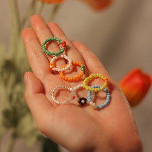 반지 삐삐 비즈 꽃 구슬 주얼리 컬러